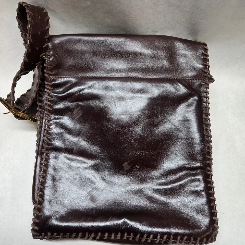 Tory Burch Leather Fringe Messenger Chocolate Brown Bag